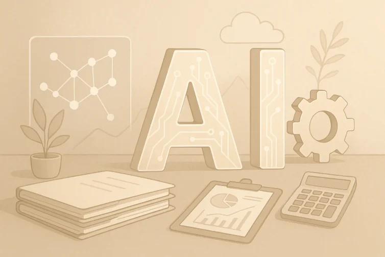 AI business solutions concept with circuit-pattern