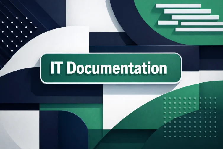IT Documentation minimal navy green and white 3D geometric blog header design