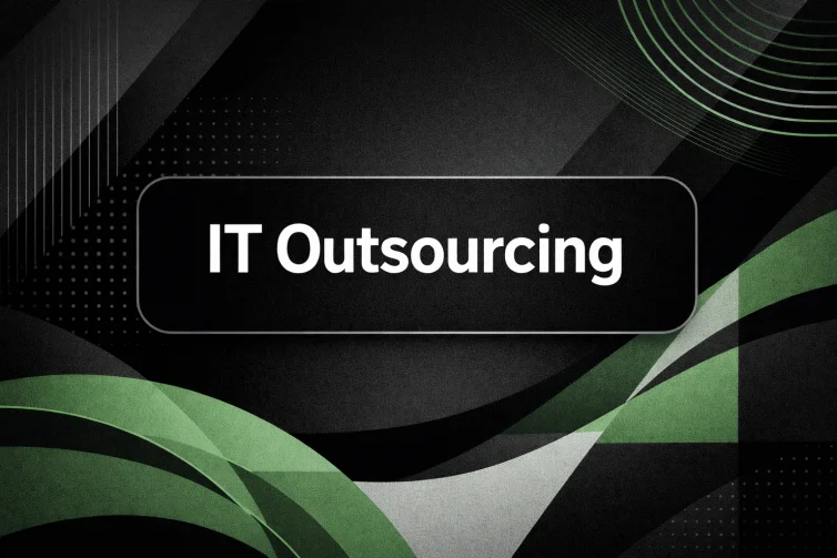 IT Outsourcing minimal green black and white geometric blog header design