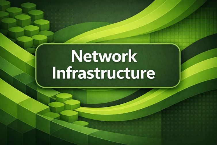 Network Infrastructure minimal green geometric blog header design