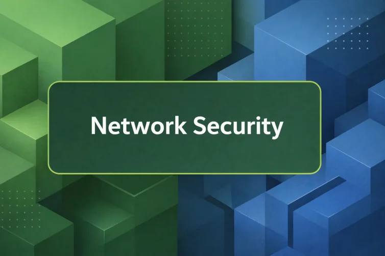 Network Security minimal geometric blog header design.