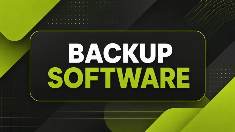 backup software minimal lime and dark geometric blog header design