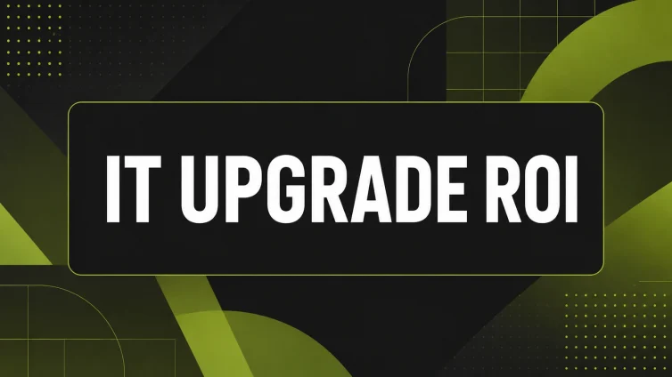 IT Upgrade ROI minimal lime green geometric blog header design
