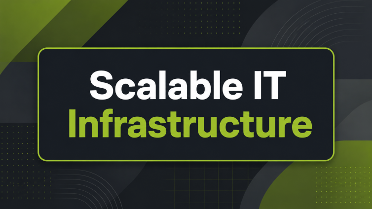 Scalable IT Infrastructure minimal olive green and charcoal geometric blog header design